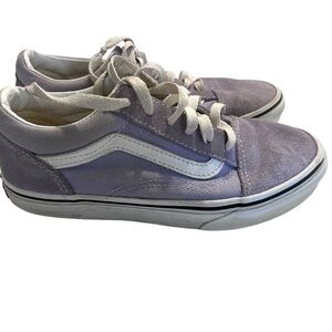 Kids Vans “Off The Wall” Gray Suede Lace Up Sneakers Youth Size 3 White Trim